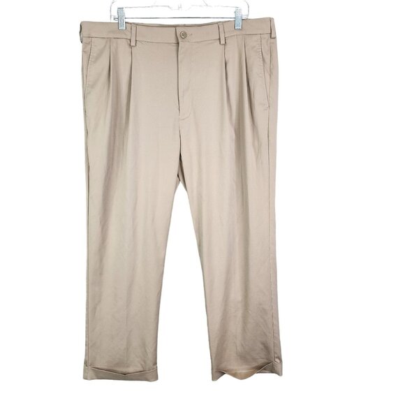 Men's Pro Tour Khaki Dress Pants Golf Hi Rise Polyester Stretch Size 38x29 - Picture 1 of 13